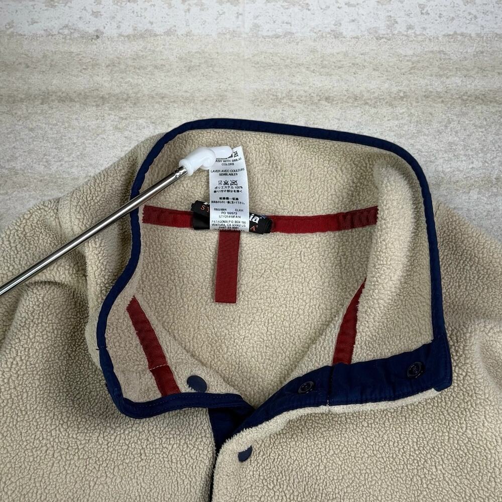 Patagonia Synchilla Jacket Tan Fleece Quarter Button Up Navy Blue - Picture 5 of 6